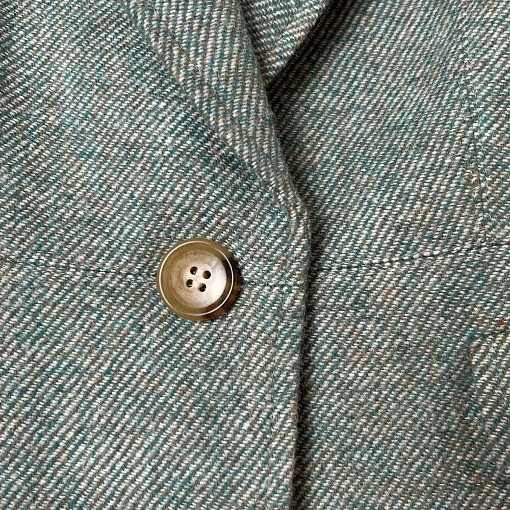 Talbots Petites Wool Blend Tweed Blazer Academia Office Preppy Festive Green 4P - Picture 6 of 14